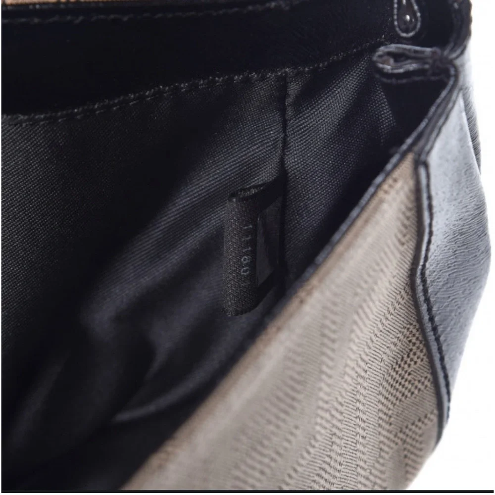 Fendi Elegant Black and Tan Selleria Canvas & Leather Shoulder Bag - Picture 7 of 7
